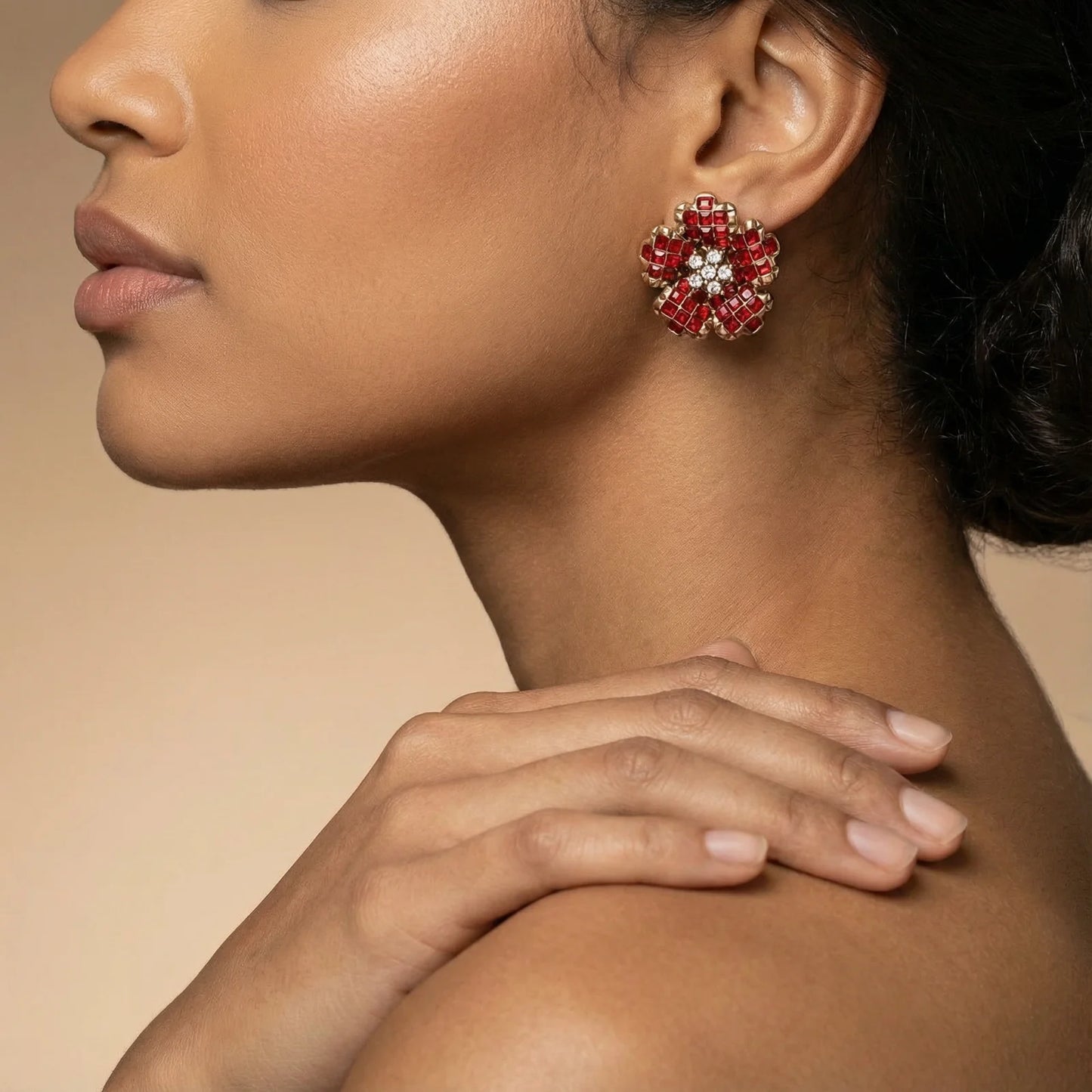Ruby Bloom Stud Earrings - Starzzyco
