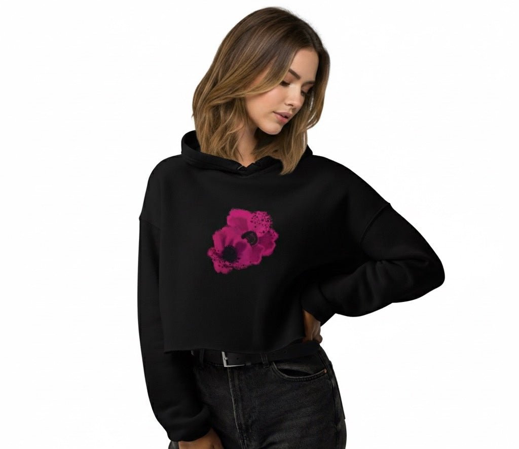 Watercolor Pink Flower Crop Hoodie - Starzzyco