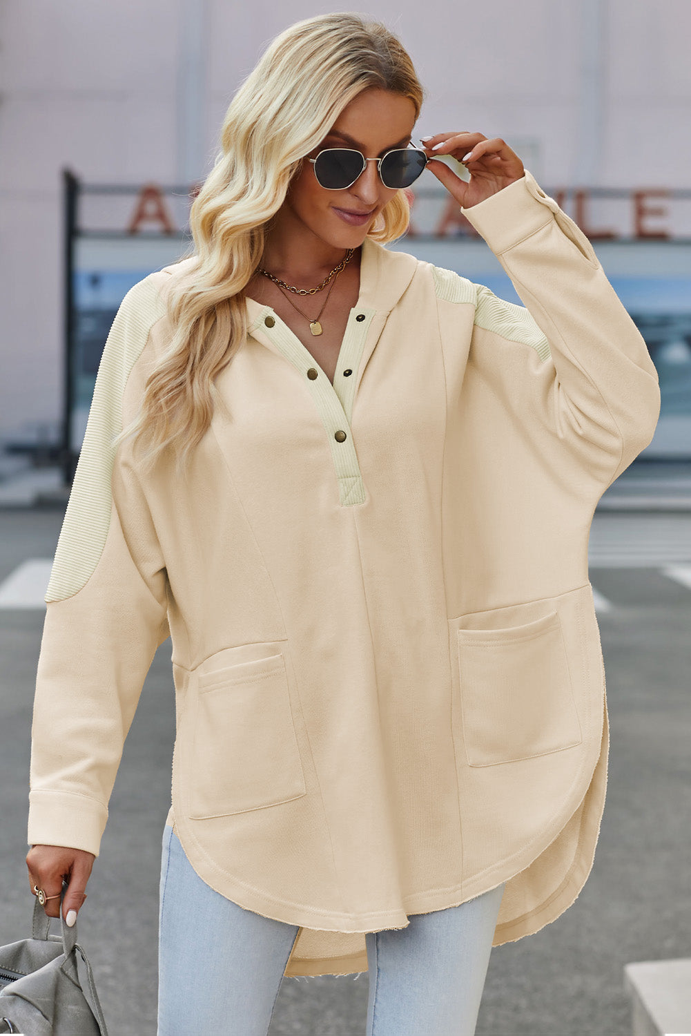 Long Sleeve Buttoned Hoodie with Pockets - Starzzyco