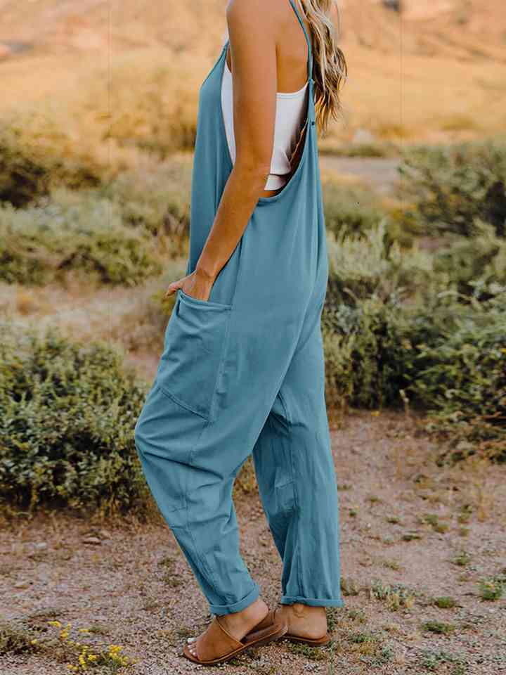 Double Take V-Neck Sleeveless Jumpsuit with Pocket - Starzzyco