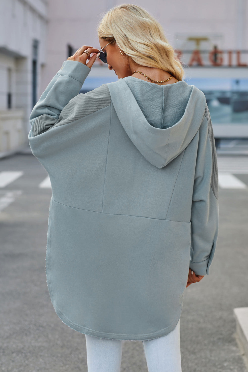 Long Sleeve Buttoned Hoodie with Pockets - Starzzyco