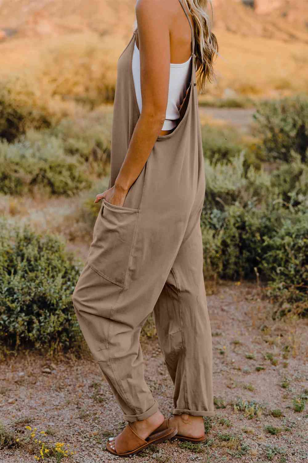 Double Take V-Neck Sleeveless Jumpsuit with Pocket - Starzzyco