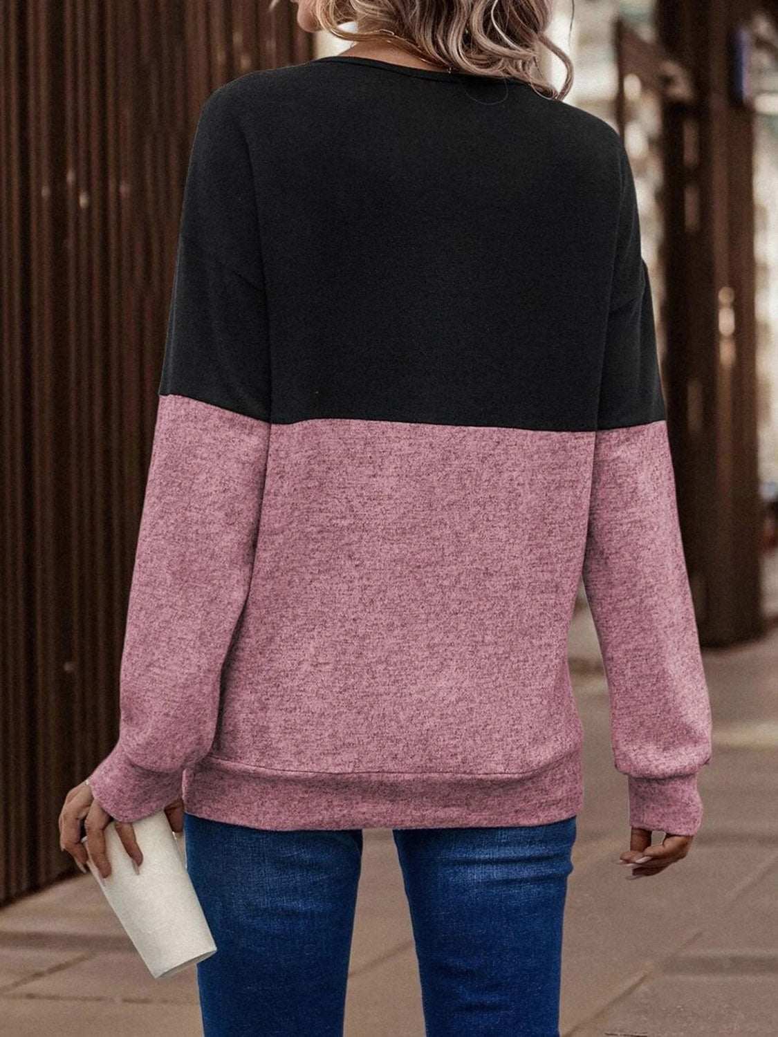 Two-Tone Crisscross Detail Sweatshirt - Starzzyco