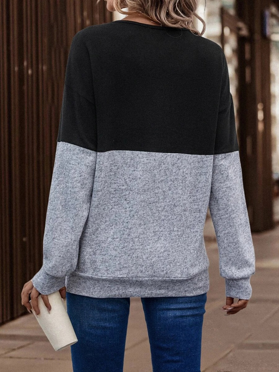 Two-Tone Crisscross Detail Sweatshirt - Starzzyco