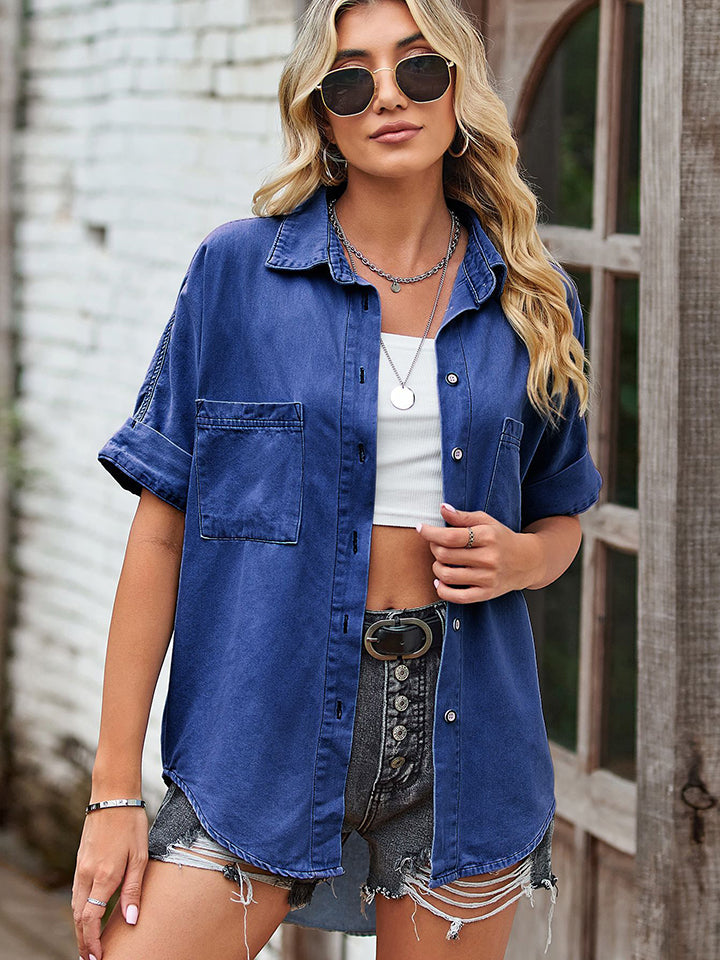 Short Sleeve Denim Shirt Jacket - Starzzyco