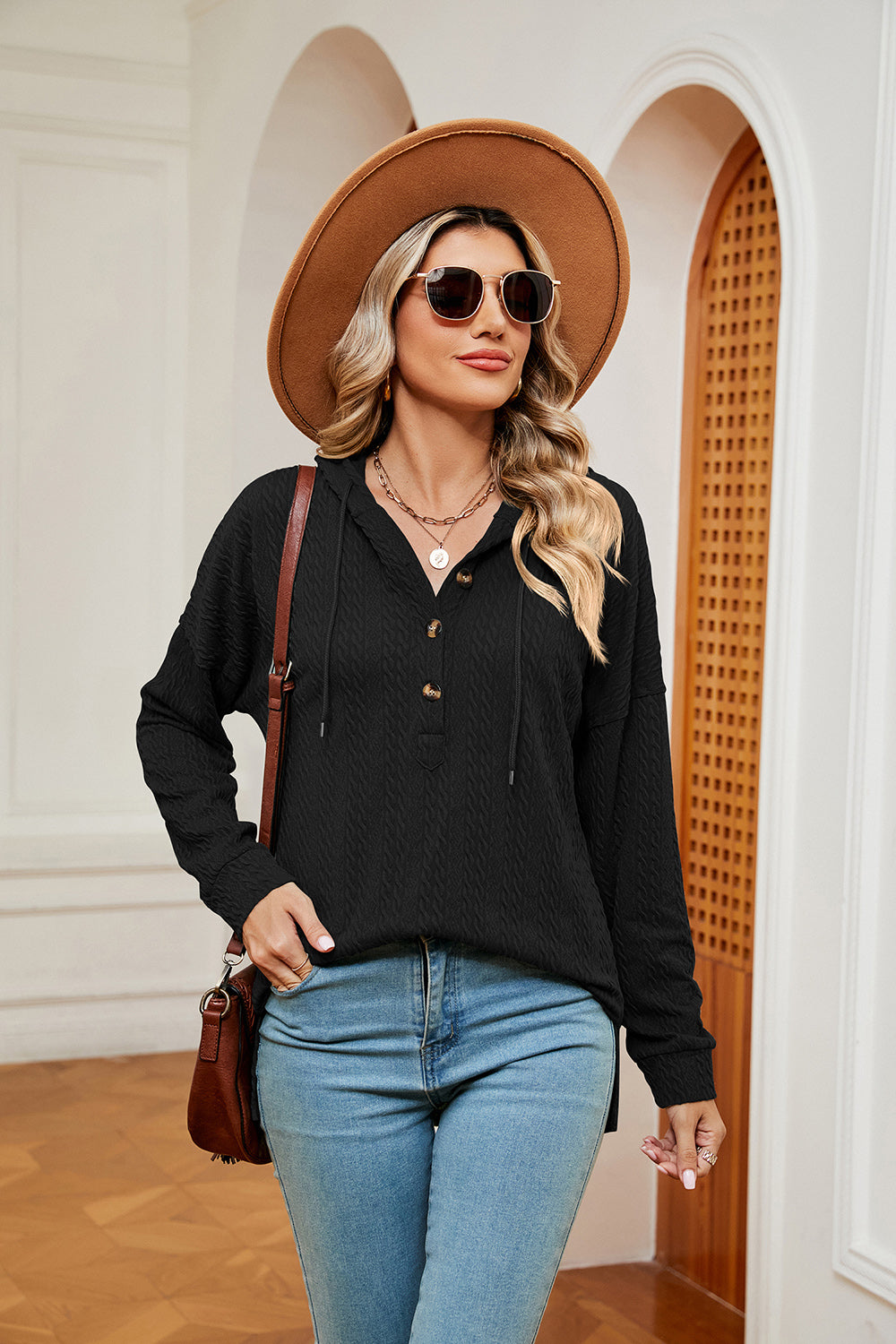 Half-Button Dropped Shoulder Hoodie - Starzzyco