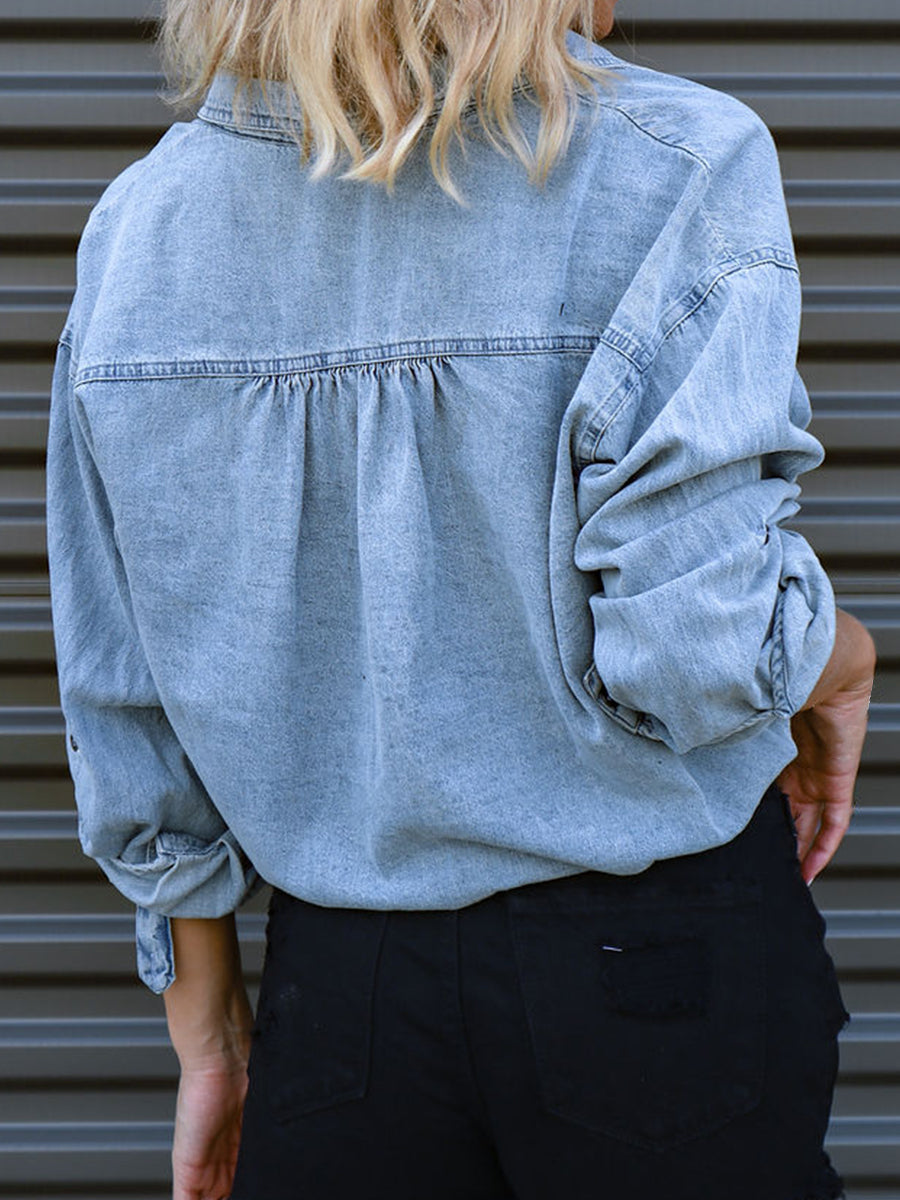 Tie Detail Denim Top - Starzzyco