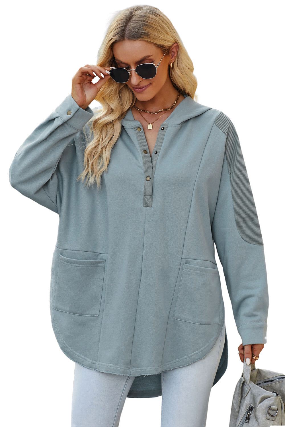 Long Sleeve Buttoned Hoodie with Pockets - Starzzyco