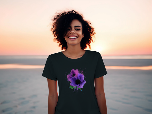 Pink Purple Painted Flower - Women's Graphic Tee - Starzzyco