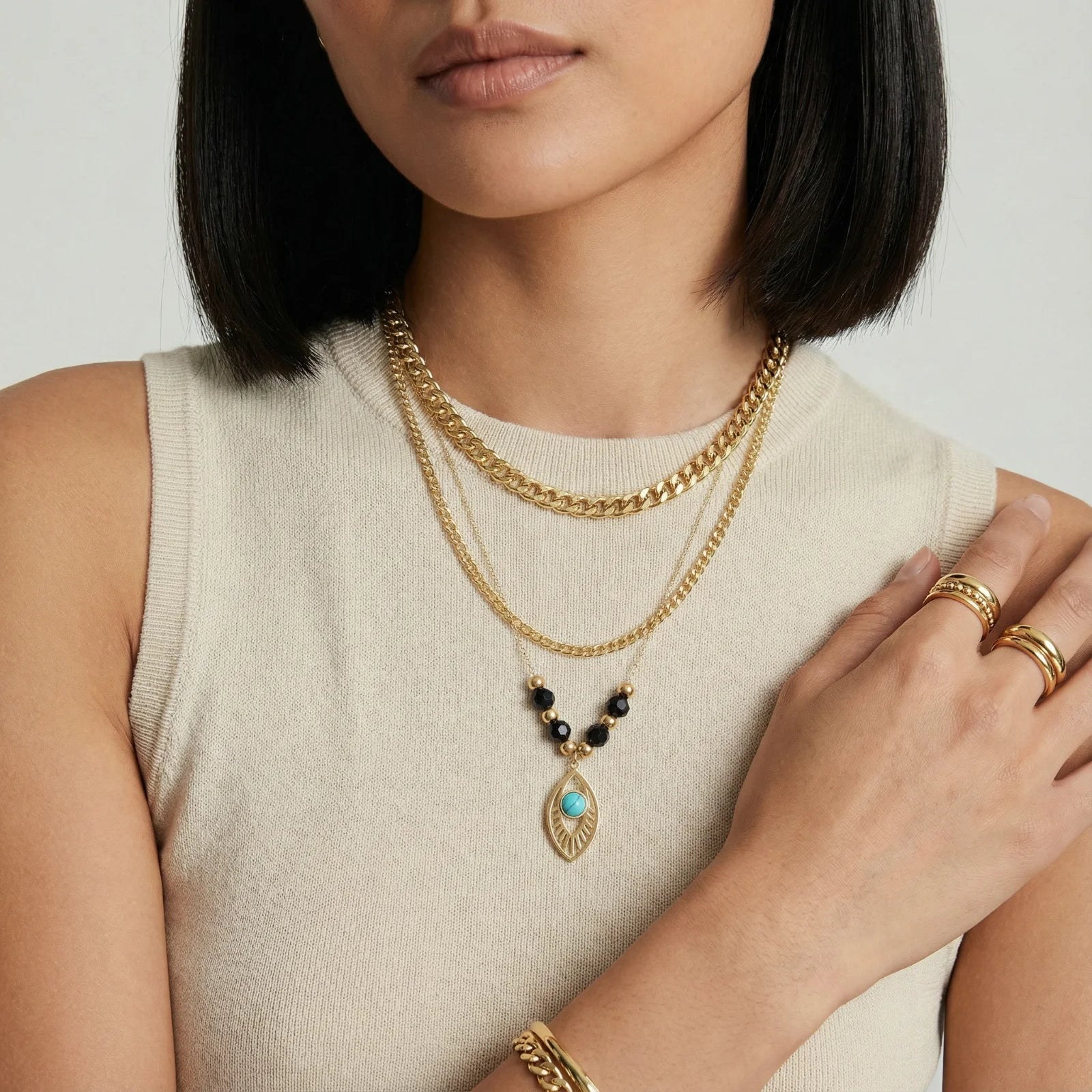 Eye of Serenity Layered Necklace - Starzzyco