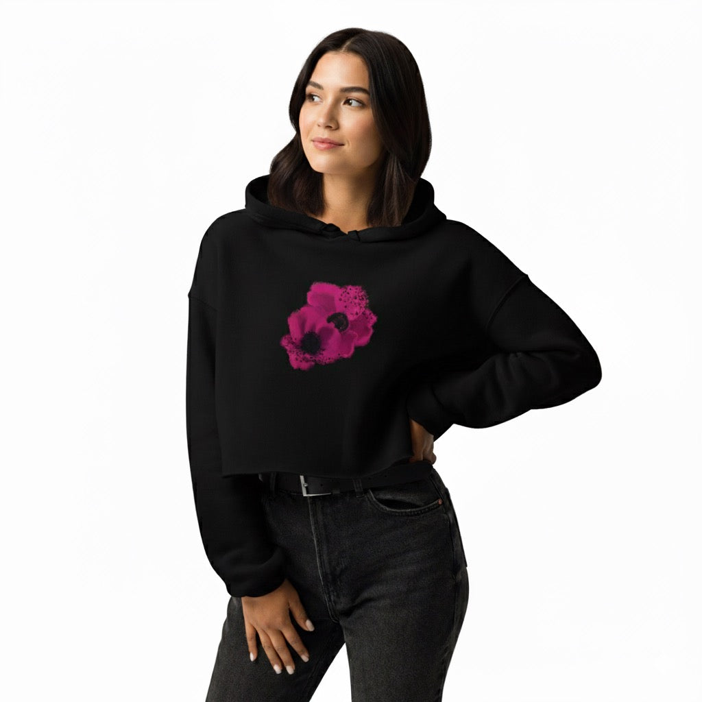 Watercolor Pink Flower Crop Hoodie - Starzzyco