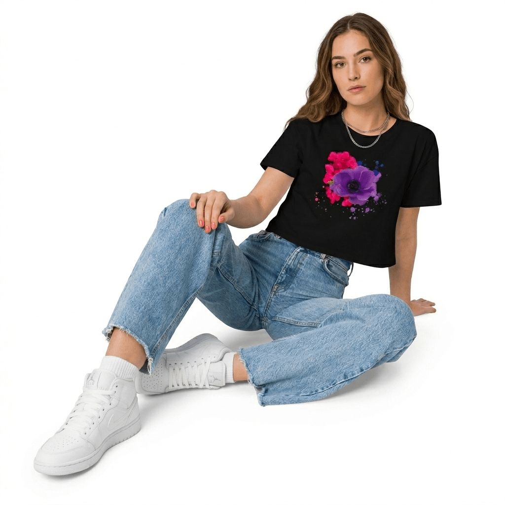 Illustrative Botanical Graphic Crop Tee - Starzzyco