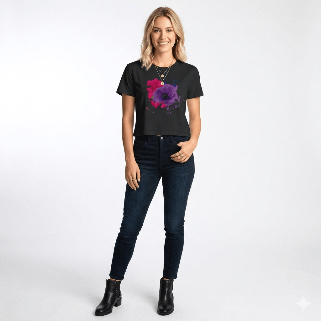 Illustrative Botanical Graphic Crop Tee - Starzzyco