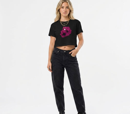 Hot pink with black splatters crop top - Starzzyco