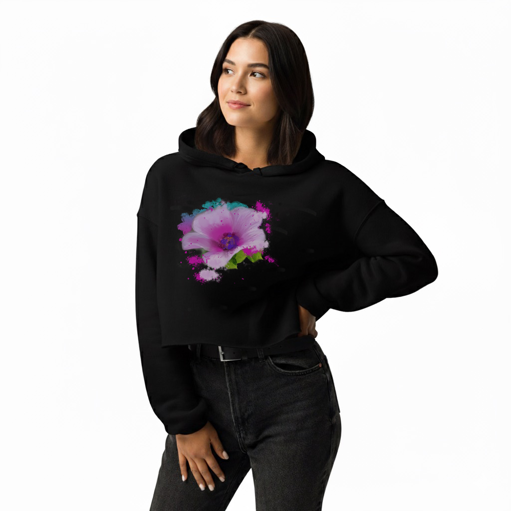 Floral Art Crop Hoodie | Streetwear Painted Design