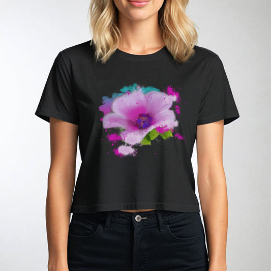 Pink Flower Graphic Crop Tee - Starzzyco