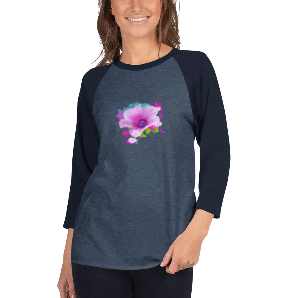 Classic Comfort 3/4 Sleeve Raglan -Pink Floral Bloom - Starzzyco