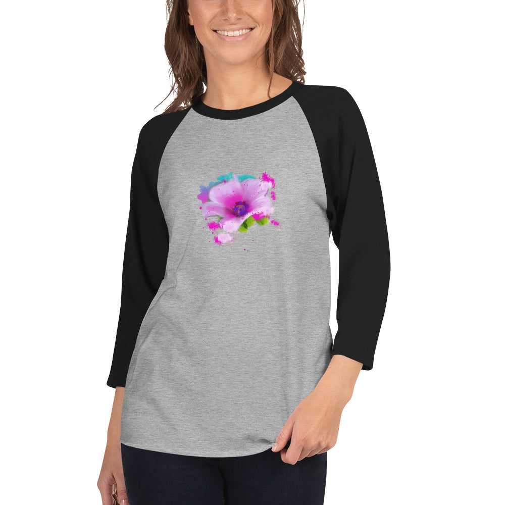 Classic Comfort 3/4 Sleeve Raglan -Pink Floral Bloom - Starzzyco