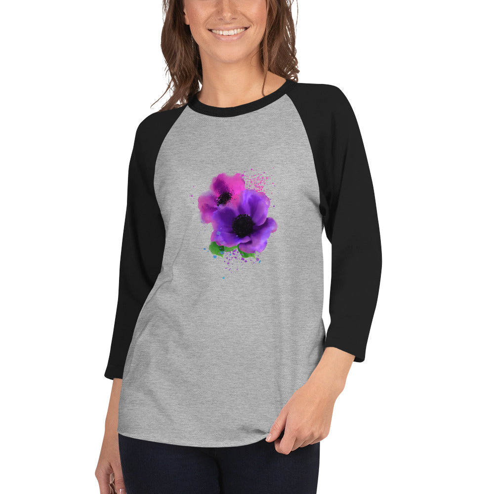 3/4 sleeve raglan shirt - Flower garden pinks - Starzzyco