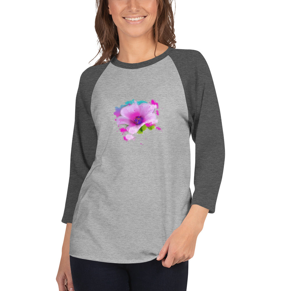 Classic Comfort 3/4 Sleeve Raglan -Pink Floral Bloom - Starzzyco