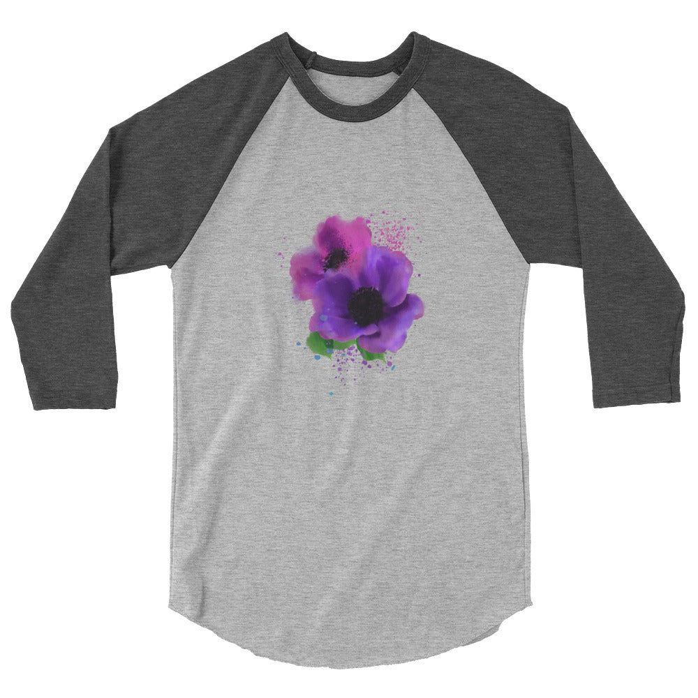 3/4 sleeve raglan shirt - Flower garden pinks - Starzzyco