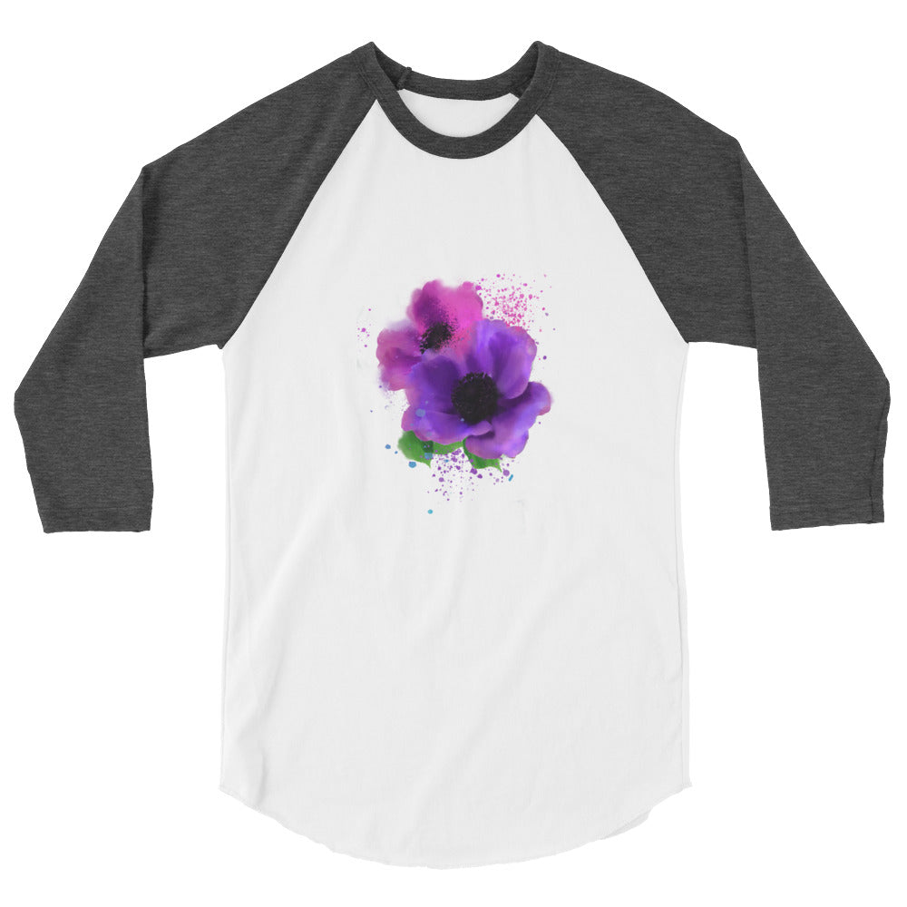 3/4 sleeve raglan shirt - Flower garden pinks - Starzzyco