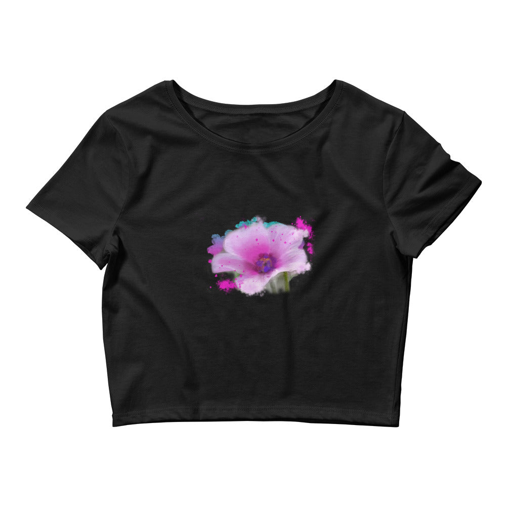 Pink Painted Flower Crop Tee - Starzzyco