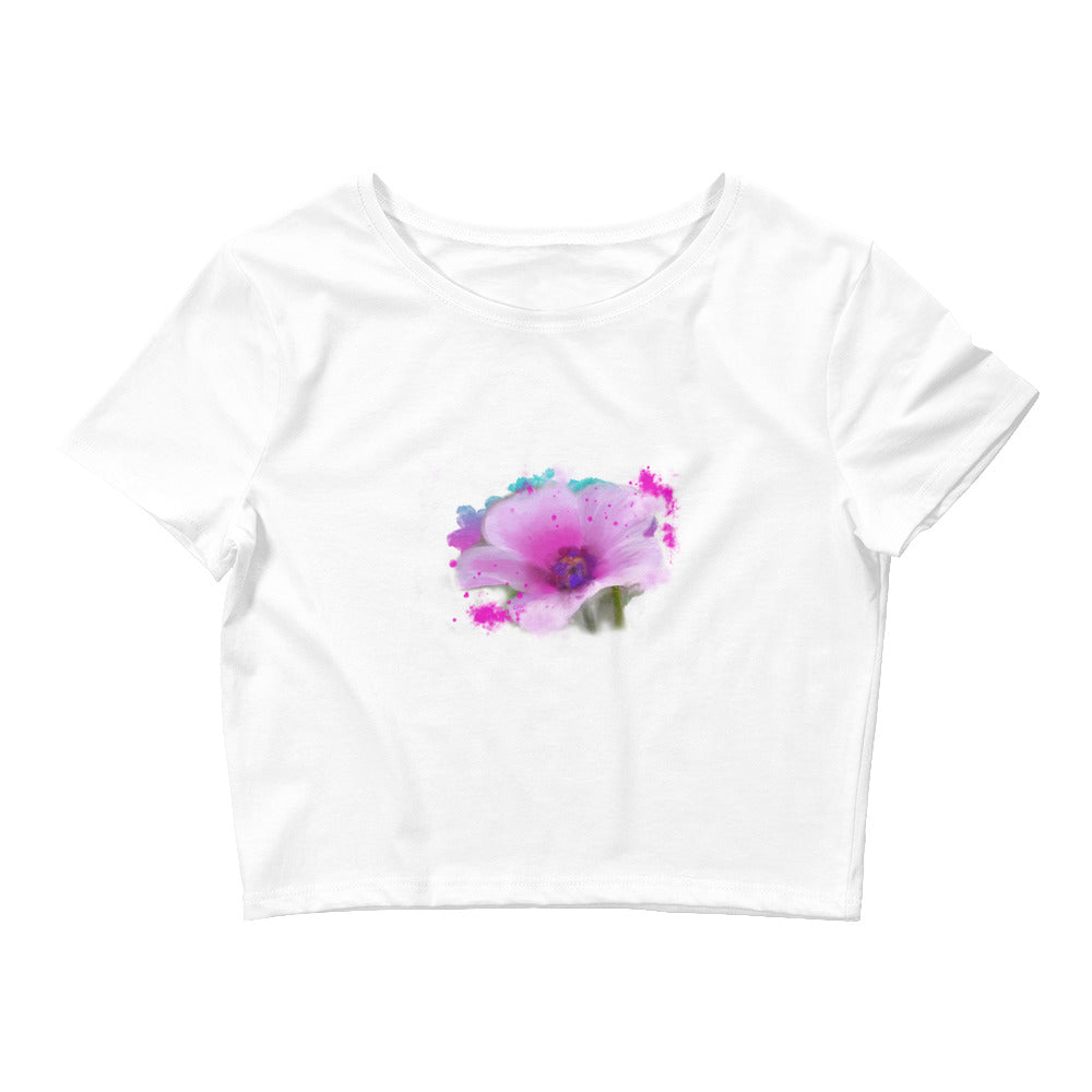 Pink Painted Flower Crop Tee - Starzzyco