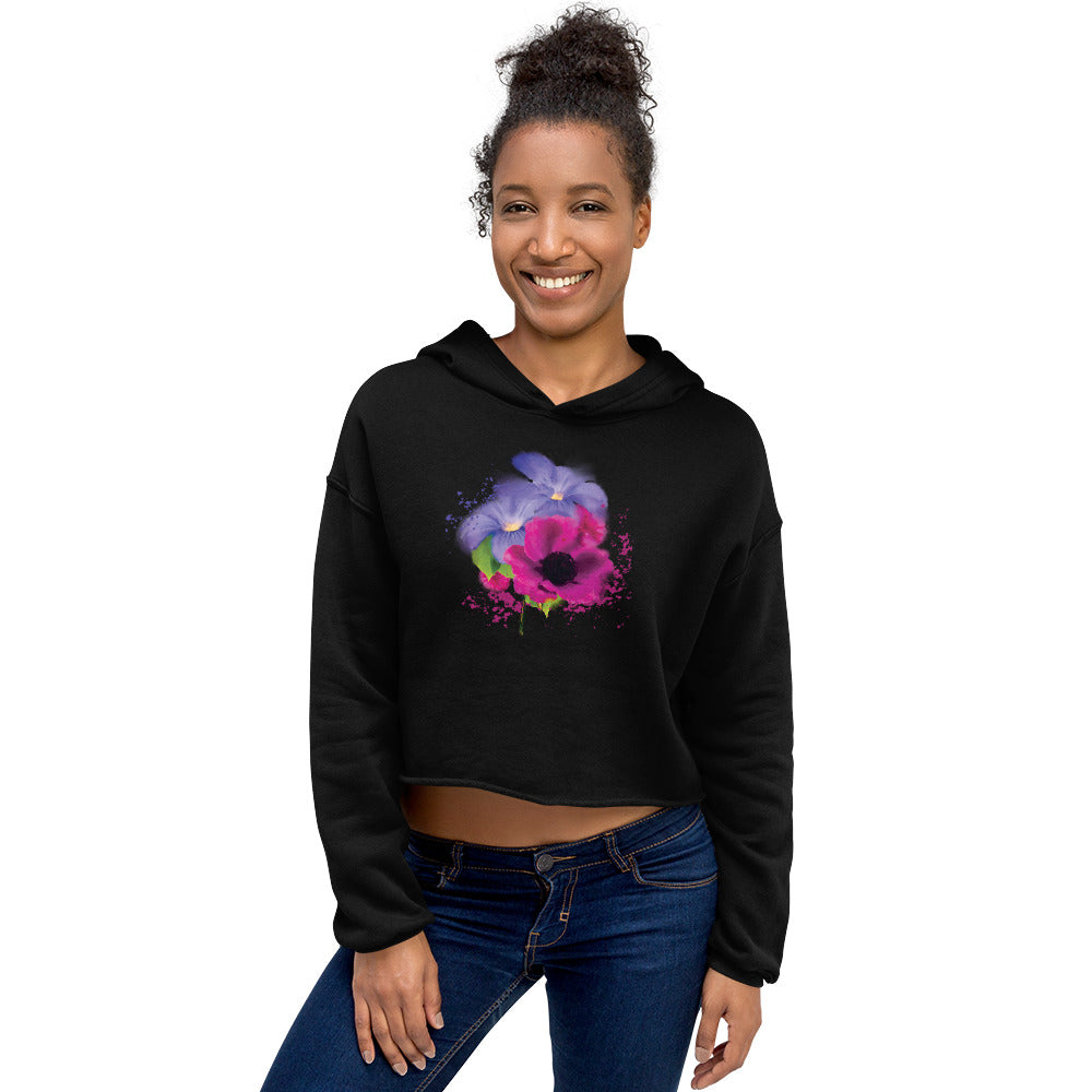 Flower Garden Purple Crop Hoodie - Starzzyco