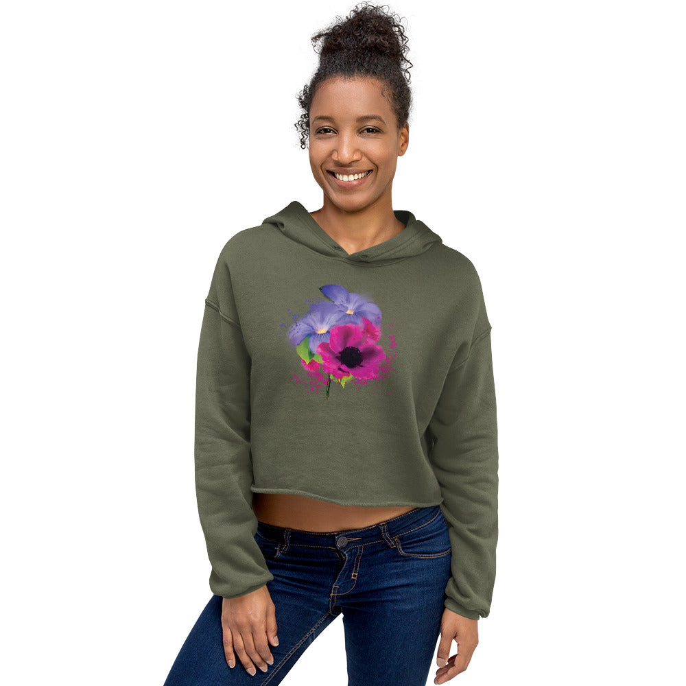 Flower Garden Purple Crop Hoodie - Starzzyco