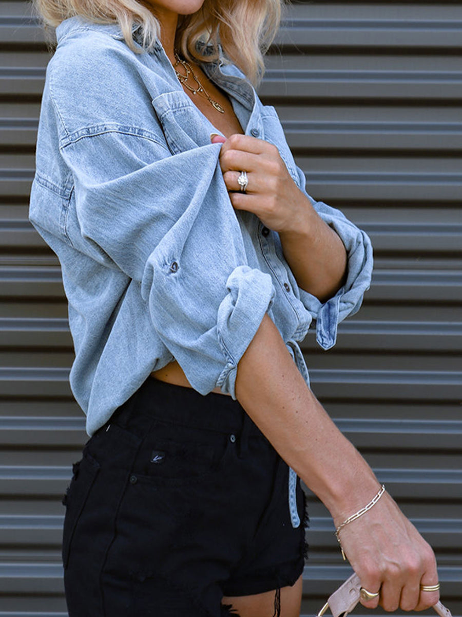 Tie Detail Denim Top - Starzzyco