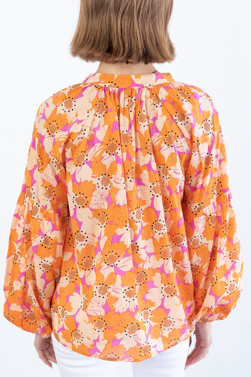 Printed Balloon Sleeve Top - Starzzyco