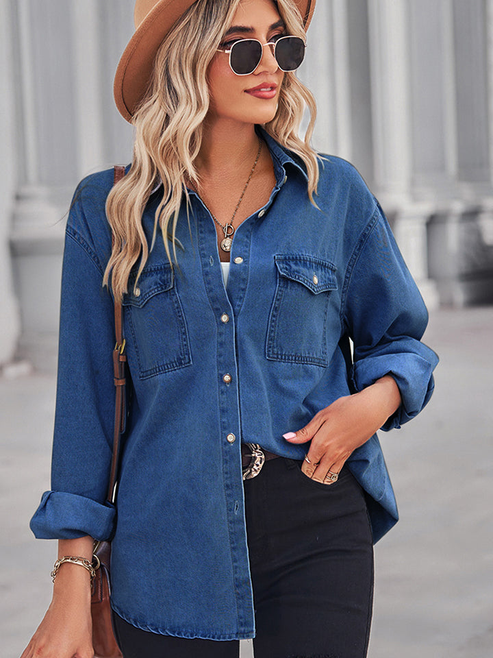 Long Sleeve Denim Shirt Jacket - Starzzyco