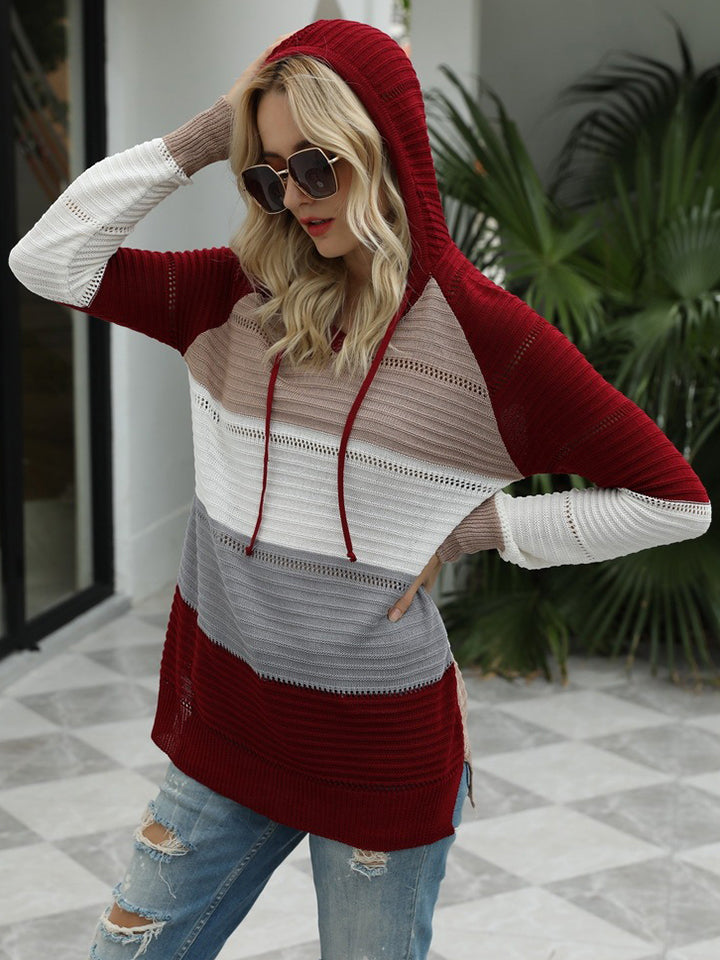 Color Block Hooded Sweater - Starzzyco