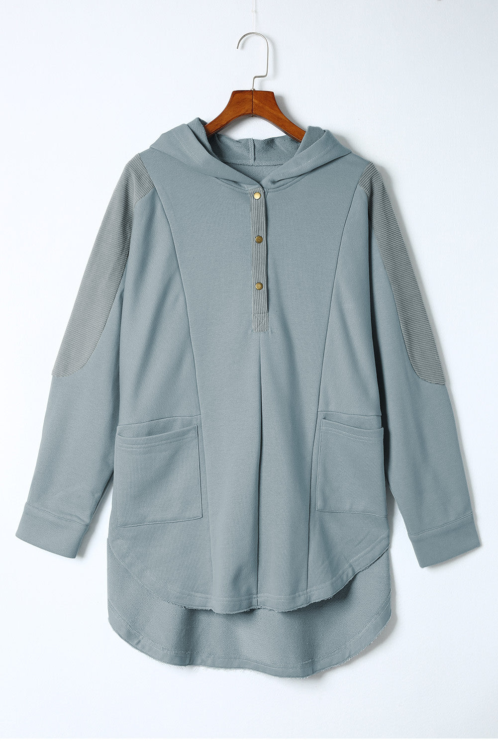 Long Sleeve Buttoned Hoodie with Pockets - Starzzyco